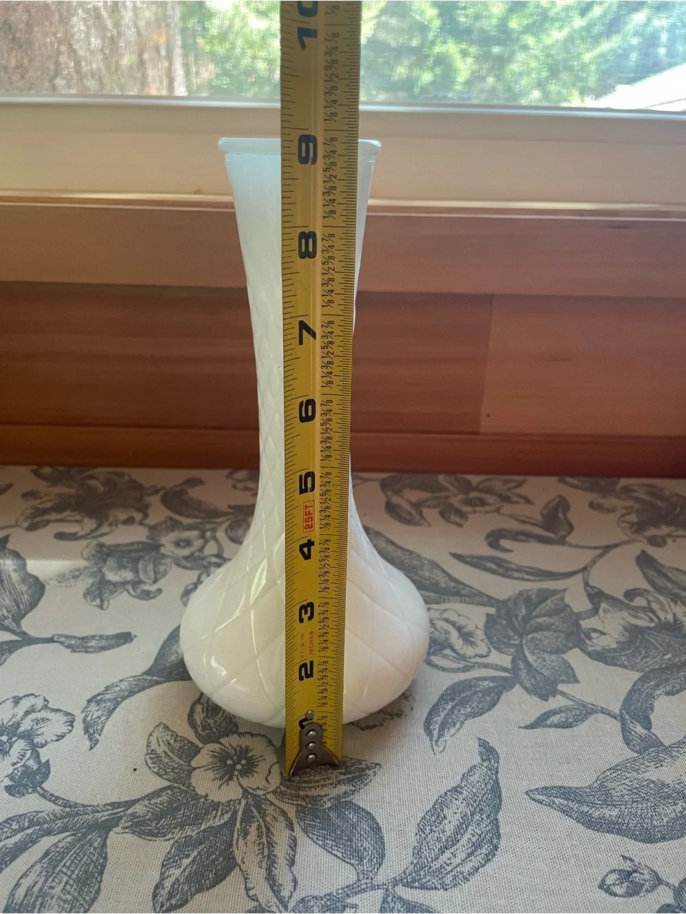 Classic White Quilted Glass Bud Vase
